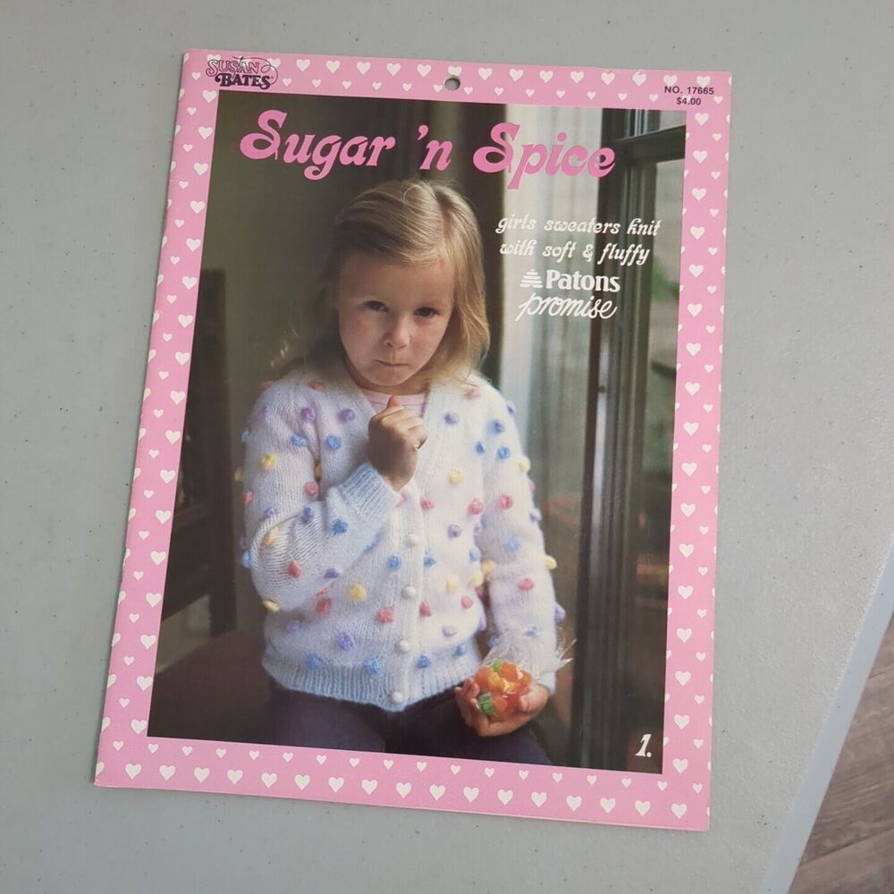 SUGAR 'N SPICE Girls Sweaters to Knit Susan Bates Patons Leaflet #17665